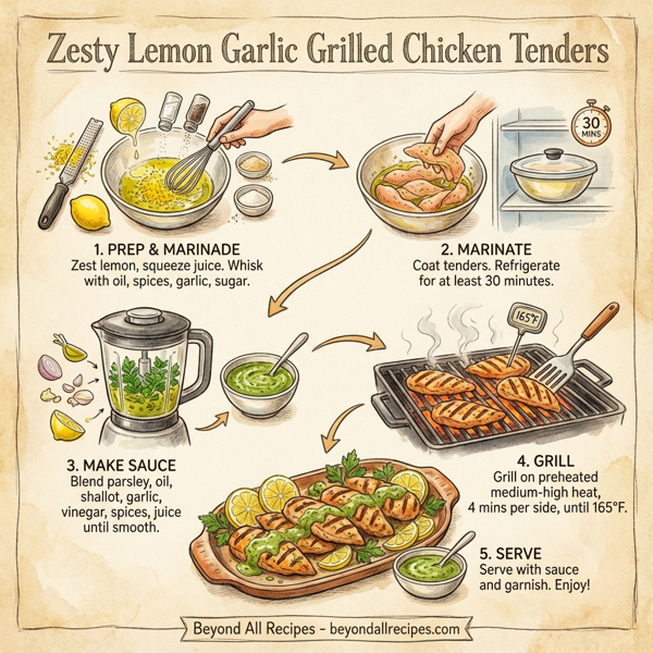 Zesty Lemon Garlic Grilled Chicken Tenders instructions