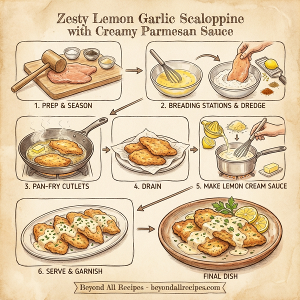 Zesty Lemon Garlic Scaloppine with Creamy Parmesan Sauce instructions