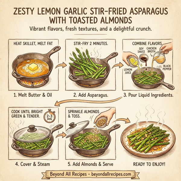 Zesty Lemon Garlic Stir-Fried Asparagus with Toasted Almonds instructions