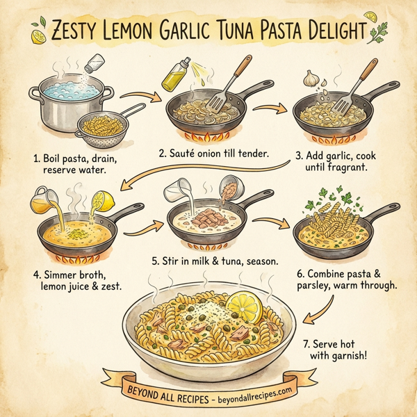 Zesty Lemon Garlic Tuna Pasta Delight instructions
