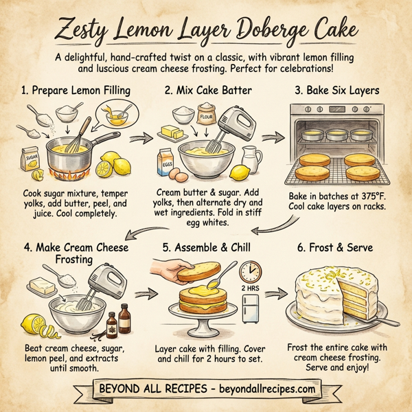 Zesty Lemon Layer Doberge Cake instructions