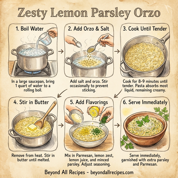 Zesty Lemon Parsley Orzo instructions
