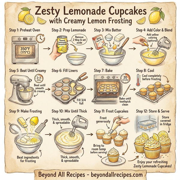 Zesty Lemonade Cupcakes with Creamy Lemon Frosting instructions