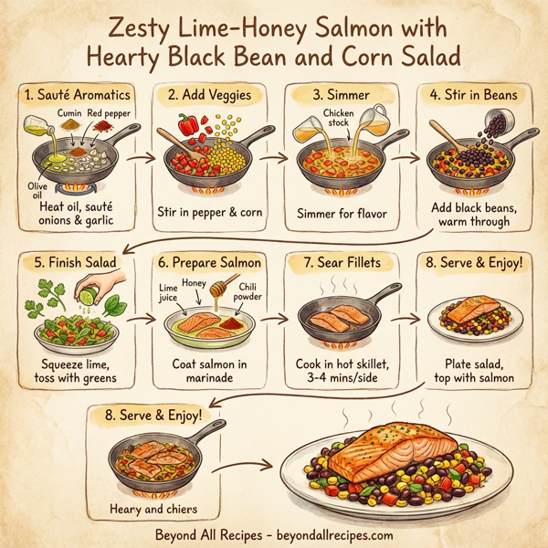 Zesty Lime-Honey Salmon with Hearty Black Bean and Corn Salad instructions