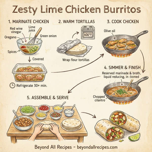 Zesty Lime Chicken Burritos instructions