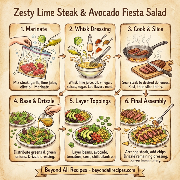Zesty Lime Steak & Avocado Fiesta Salad instructions