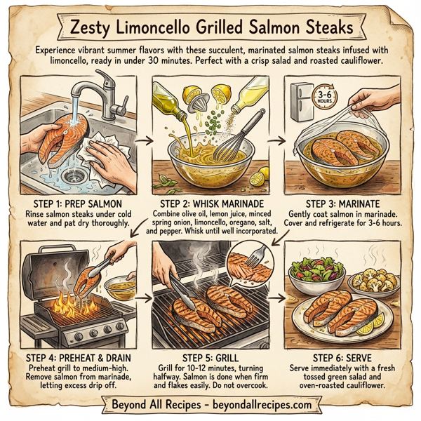 Zesty Limoncello Grilled Salmon Steaks instructions