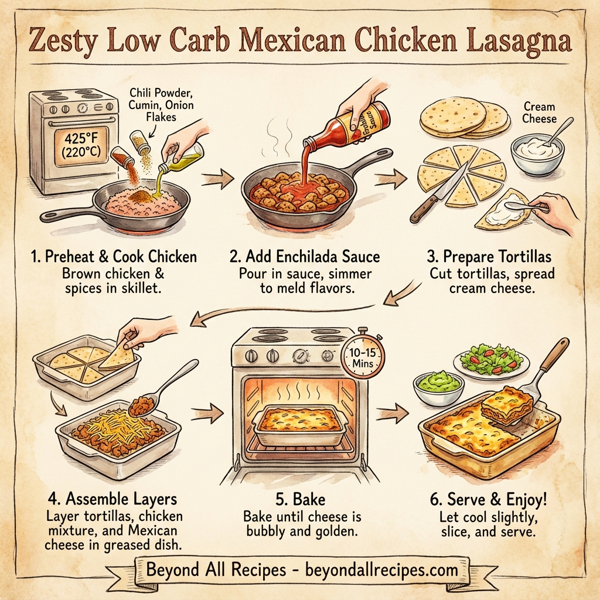 Zesty Low Carb Mexican Chicken Lasagna instructions
