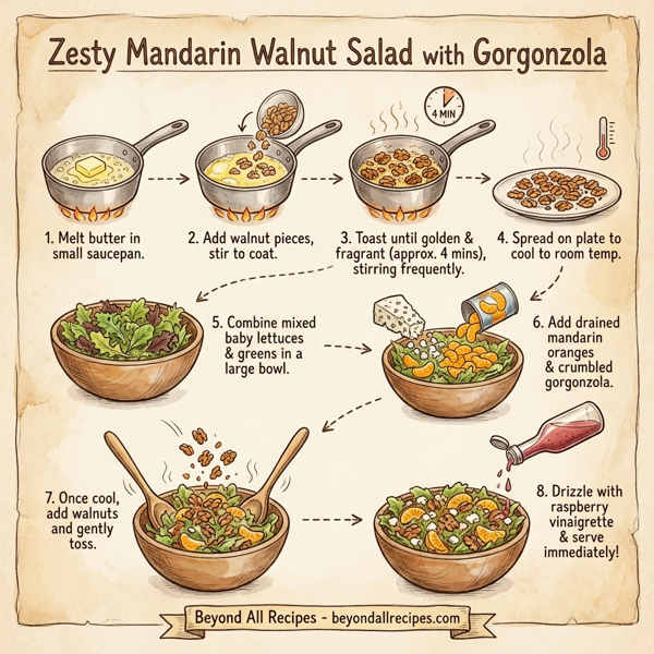 Zesty Mandarin Walnut Salad with Gorgonzola instructions