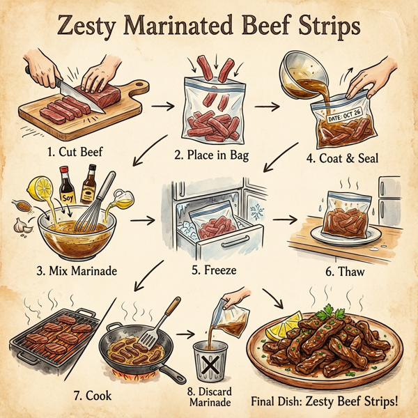 Zesty Marinated Beef Strips instructions
