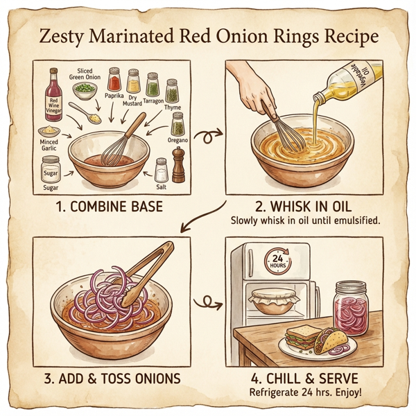 Zesty Marinated Red Onion Rings instructions