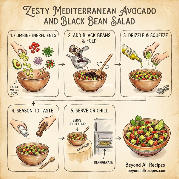Zesty Mediterranean Avocado and Black Bean Salad instructions
