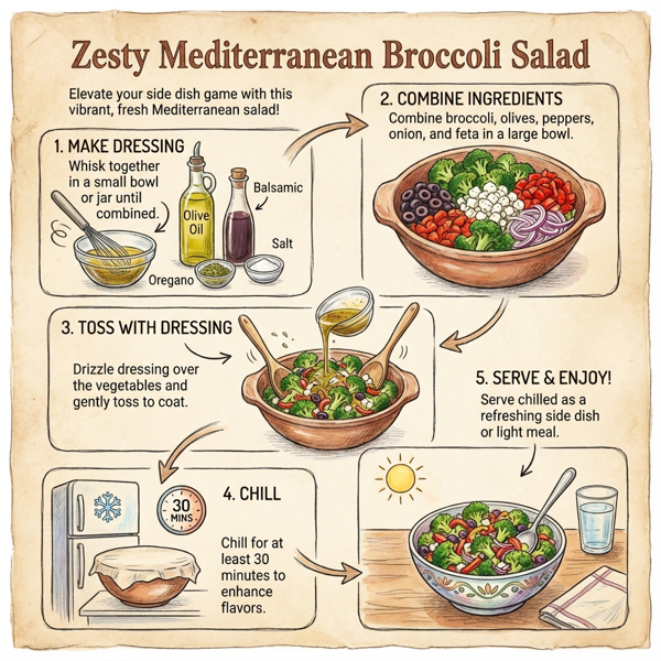 Zesty Mediterranean Broccoli Salad instructions