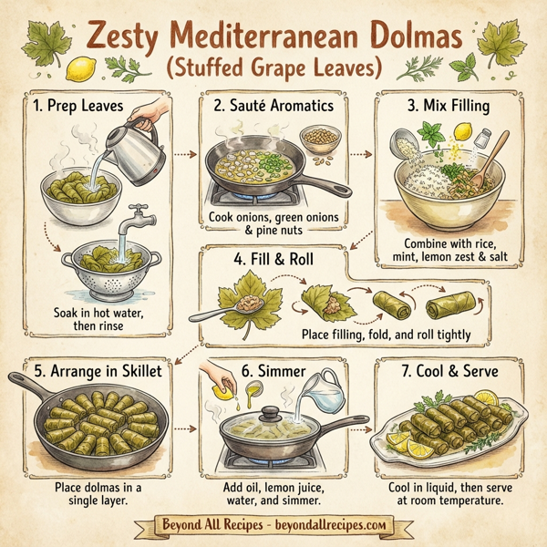 Zesty Mediterranean Dolmas (Stuffed Grape Leaves) instructions