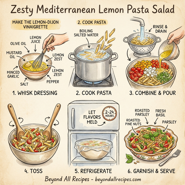 Zesty Mediterranean Lemon Pasta Salad instructions