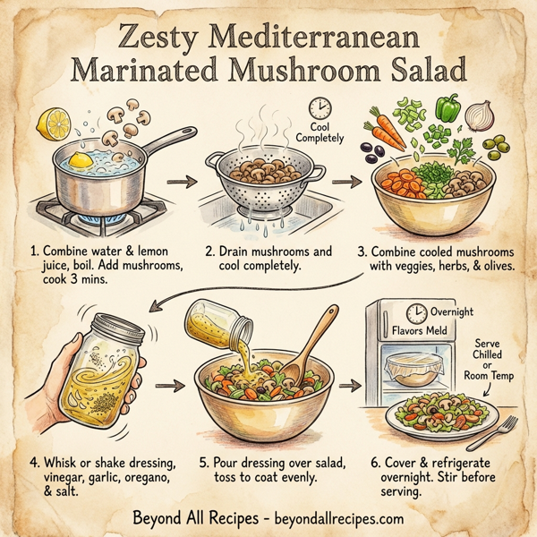 Zesty Mediterranean Marinated Mushroom Salad instructions
