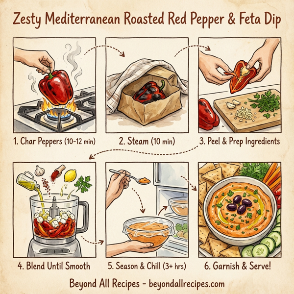 Zesty Mediterranean Roasted Red Pepper & Feta Dip instructions