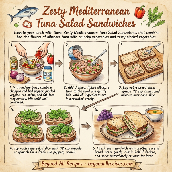 Zesty Mediterranean Tuna Salad Sandwiches instructions