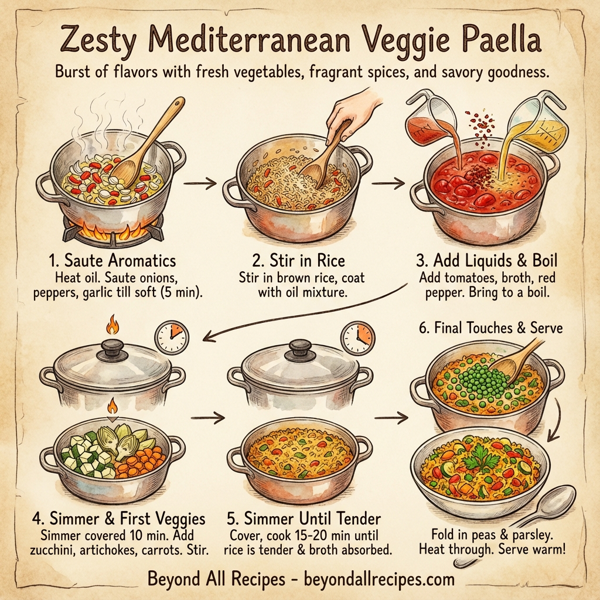 Zesty Mediterranean Veggie Paella instructions