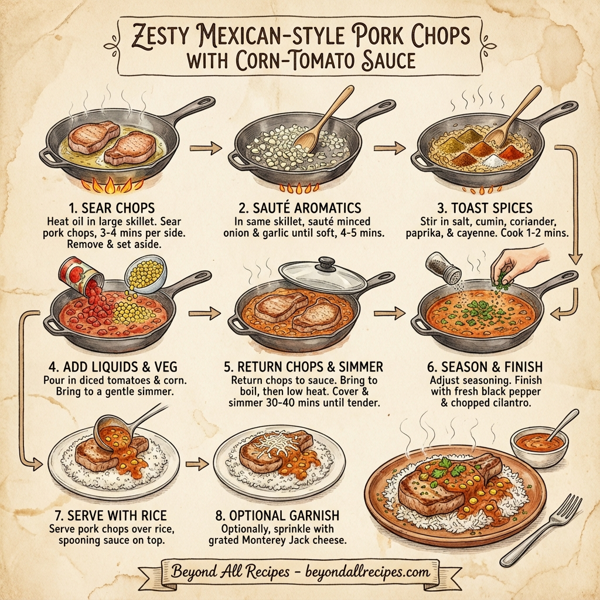 Zesty Mexican-style Pork Chops with Corn-Tomato Sauce instructions