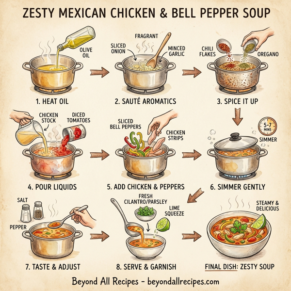 Zesty Mexican Chicken and Bell Pepper Soup instructions