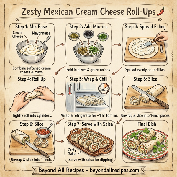 Zesty Mexican Cream Cheese Roll-Ups instructions