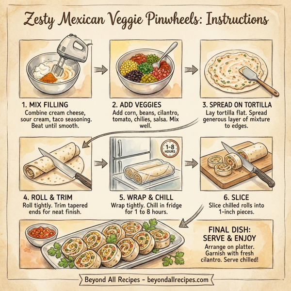 Zesty Mexican Veggie Pinwheels instructions