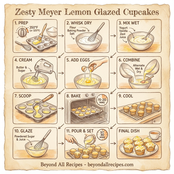 Zesty Meyer Lemon Glazed Cupcakes instructions