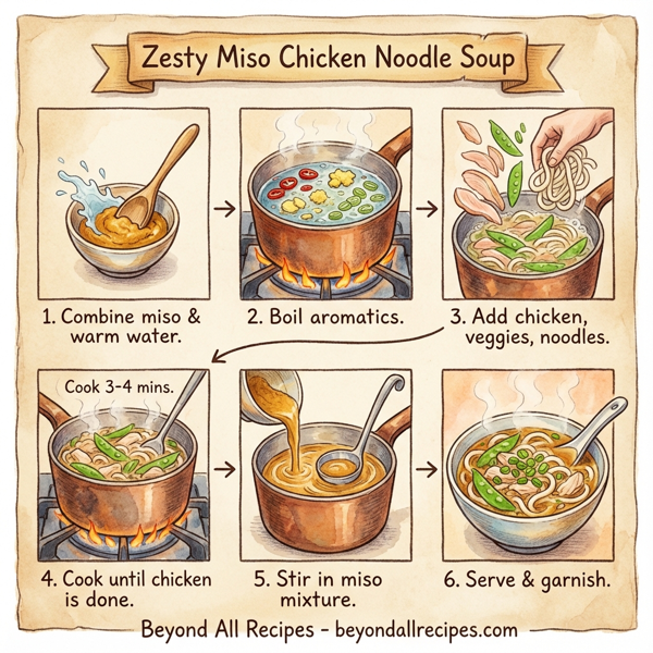 Zesty Miso Chicken Noodle Soup instructions