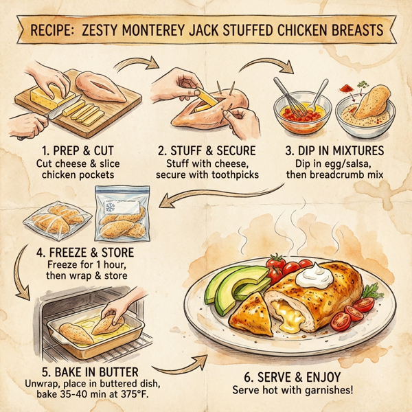 Zesty Monterey Jack Stuffed Chicken Breasts instructions
