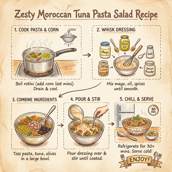 Zesty Moroccan Tuna Pasta Salad instructions
