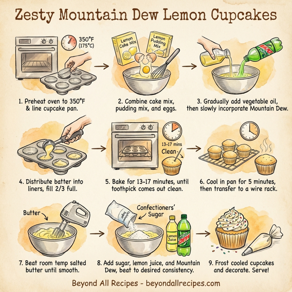Zesty Mountain Dew Lemon Cupcakes instructions