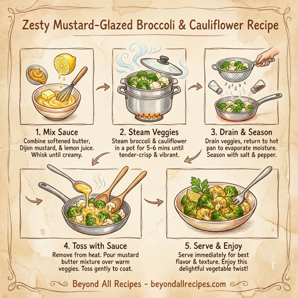 Zesty Mustard-Glazed Broccoli and Cauliflower instructions