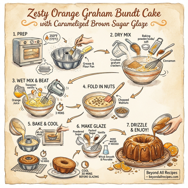 Zesty Orange Graham Bundt Cake with Caramelized Brown Sugar Glaze instructions