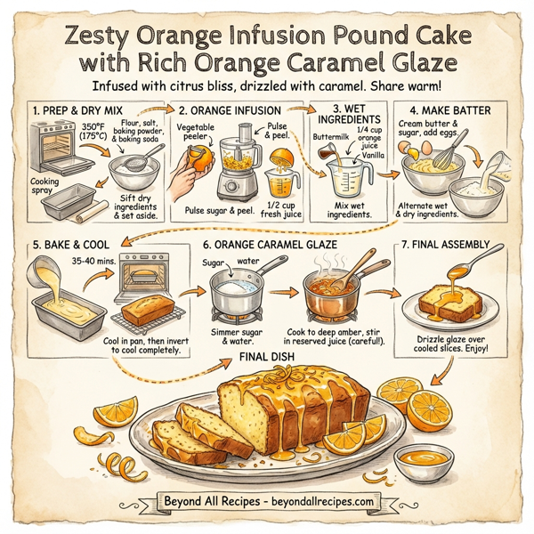 Zesty Orange Infusion Pound Cake with Rich Orange Caramel Glaze instructions