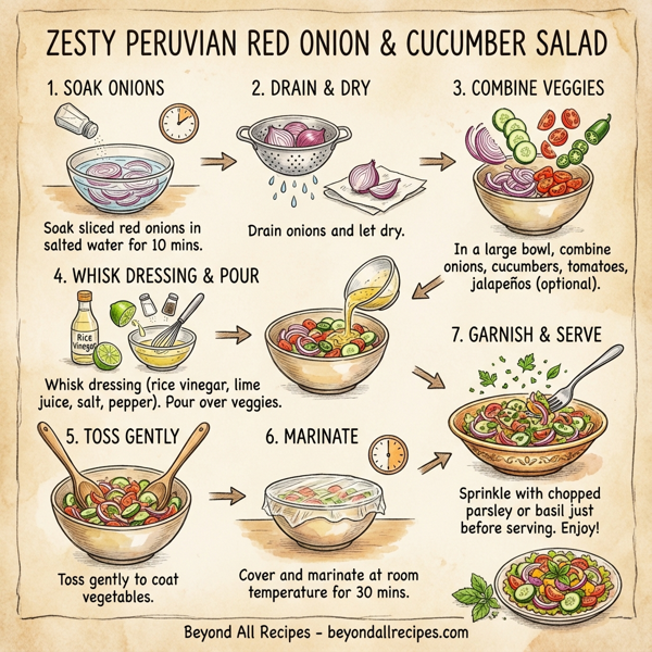 Zesty Peruvian Red Onion and Cucumber Salad instructions