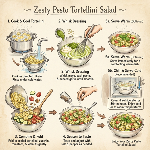 Zesty Pesto Tortellini Salad instructions