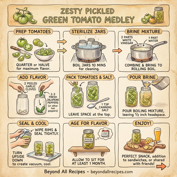 Zesty Pickled Green Tomato Medley instructions