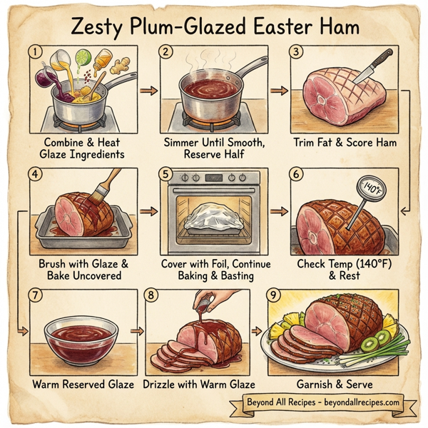 Zesty Plum-Glazed Easter Ham instructions