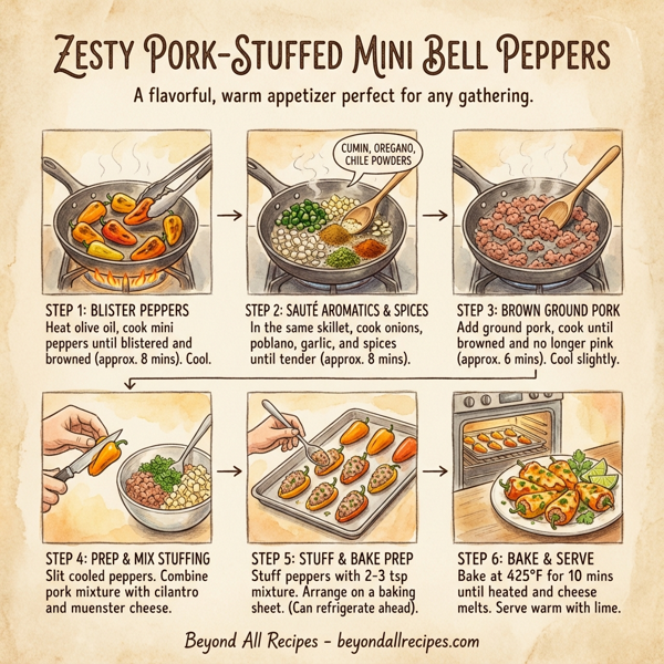 Zesty Pork-Stuffed Mini Bell Peppers instructions