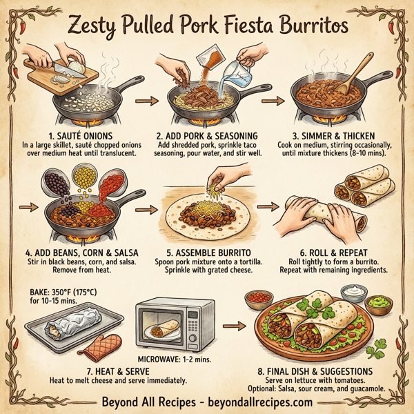 Zesty Pulled Pork Fiesta Burritos instructions