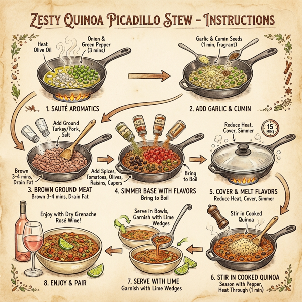 Zesty Quinoa Picadillo Stew instructions