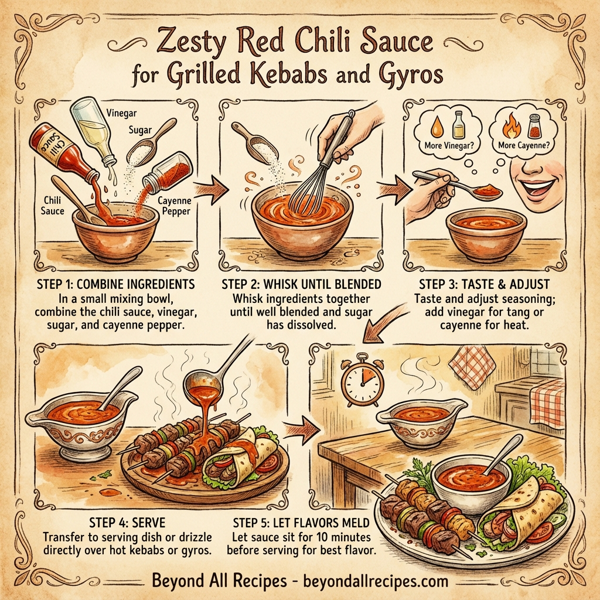 Zesty Red Chili Sauce for Grilled Kebabs and Gyros instructions