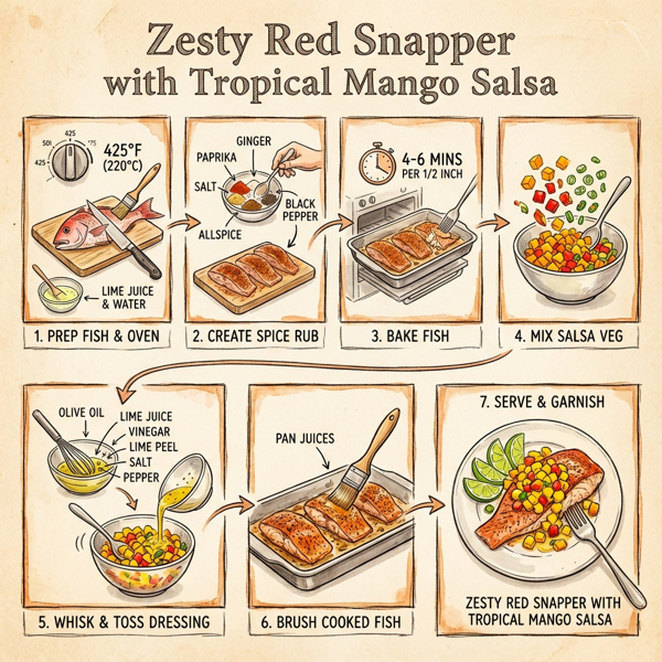 Zesty Red Snapper with Tropical Mango Salsa instructions