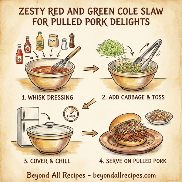 Zesty Red and Green Cole Slaw for Pulled Pork Delights instructions