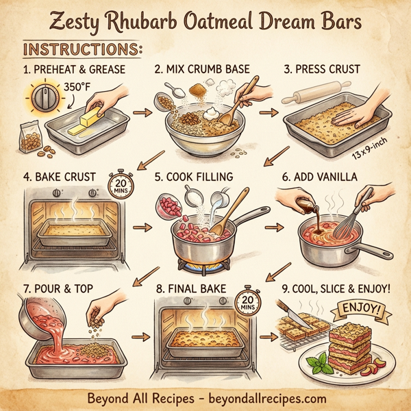 Zesty Rhubarb Oatmeal Dream Bars instructions