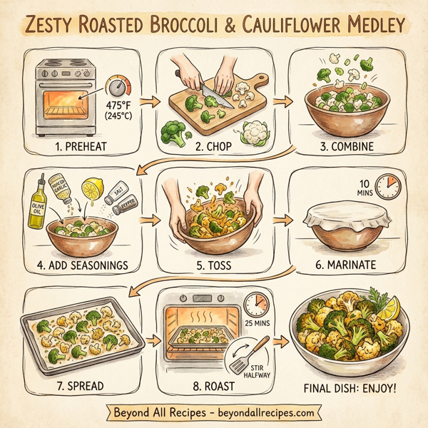 Zesty Roasted Broccoli and Cauliflower Medley instructions