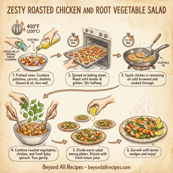 Zesty Roasted Chicken and Root Vegetable Salad instructions