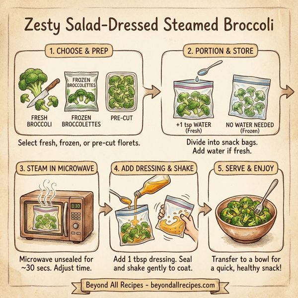 Zesty Salad-Dressed Steamed Broccoli instructions