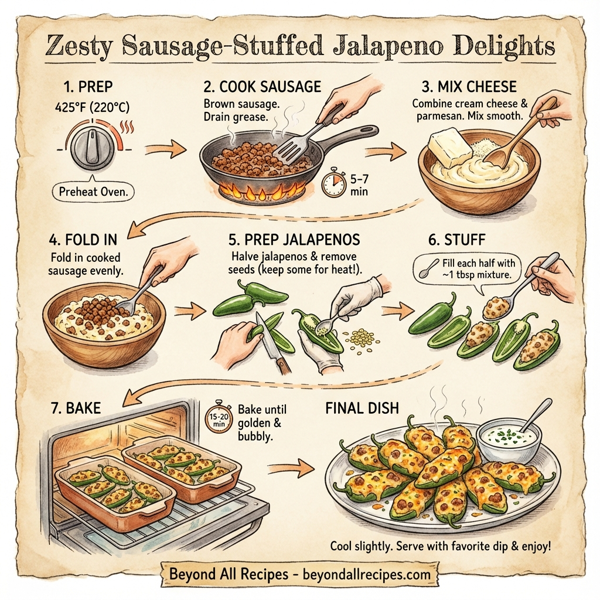 Zesty Sausage-Stuffed Jalapeno Delights instructions